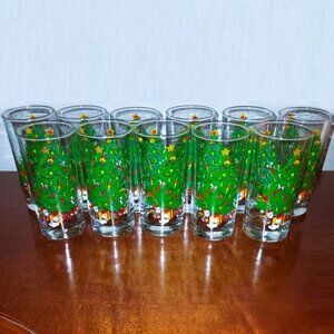 Vintage Anchor Hocking "Holiday Magic" 12 oz. Set of 11 Tumblers New